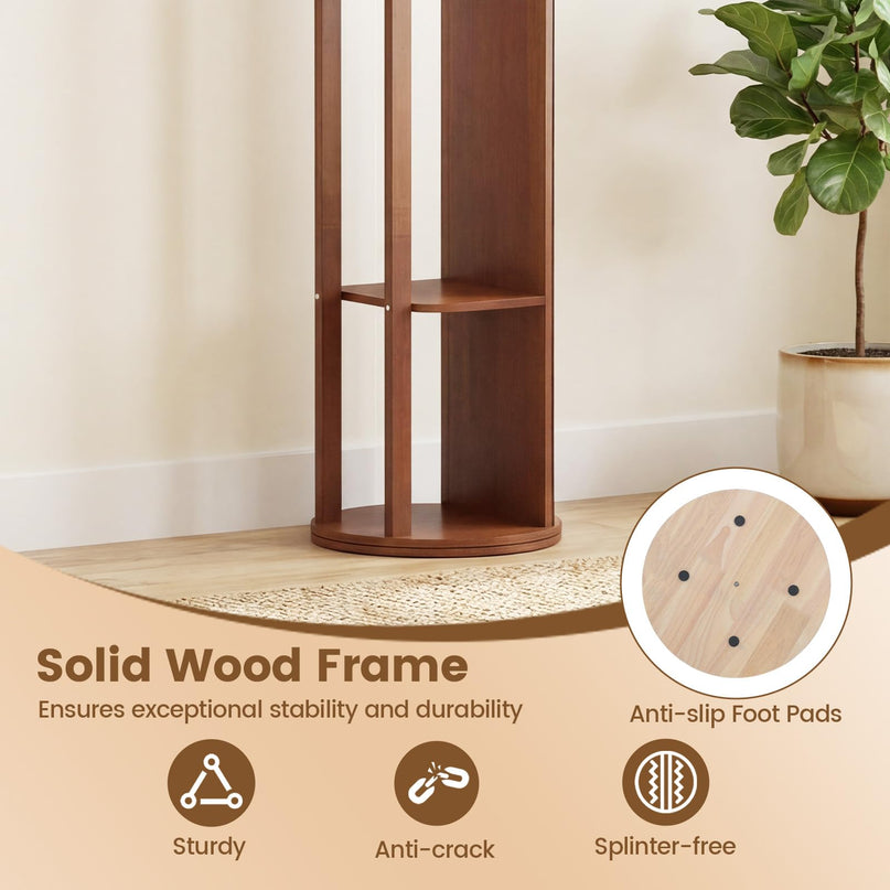 Giantex 66" Wood Floor Standing Mirror with 2 Clothes Rods for Bedroom