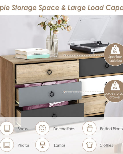 Dresser 6 Drawer Chest Accent Double Clothes Organizer Unit with Sturdy Frame