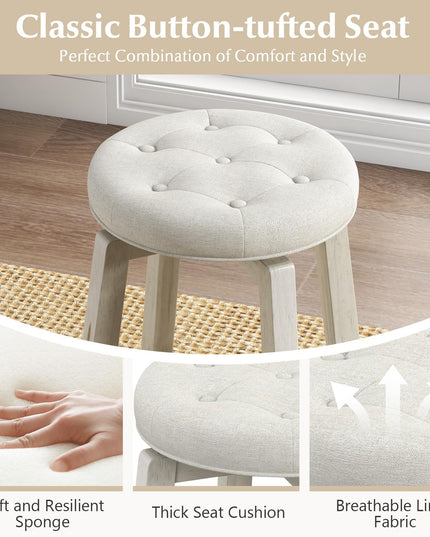 Giantex Swivel Bar Stools Set of 2, 30" Bar Height Stools w/Tufted Seat & Rubber Wood Frame