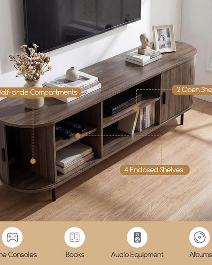 Giantex Fluted TV Stand for 80" TVs for Living Room
