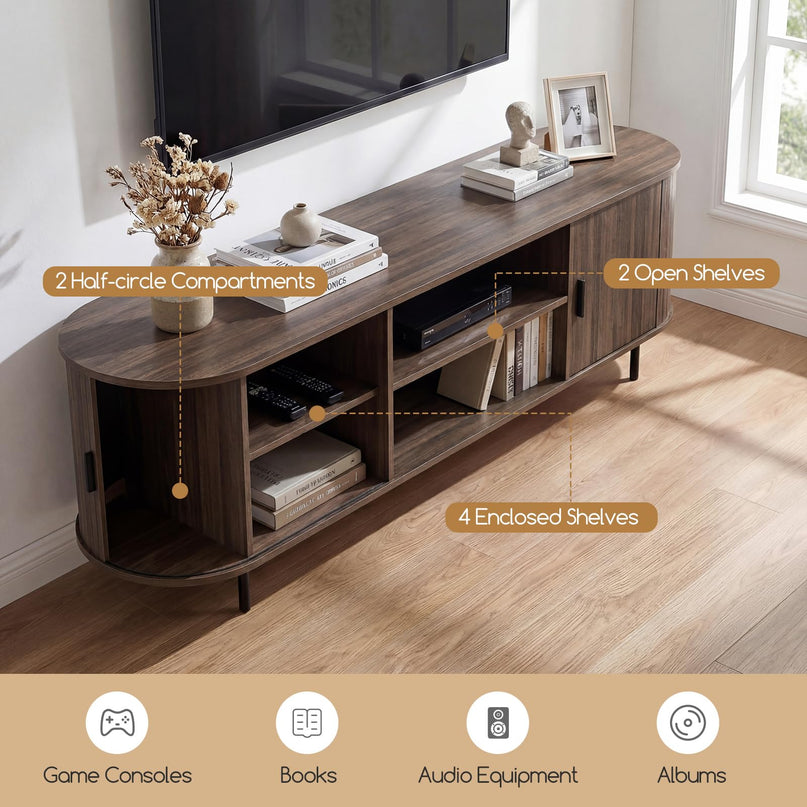 Meuble TV cannelé Giantex pour téléviseurs de 80 pouces pour le salon