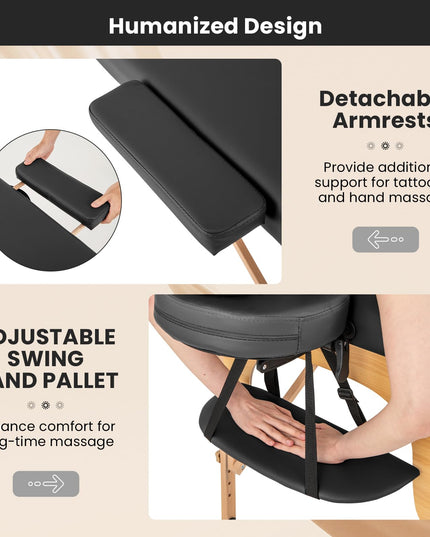 Giantex Massage Table, Portable Massage Bed w/Carrying Case, 2-Section Salon Spa Facial Care Tattoo Bed