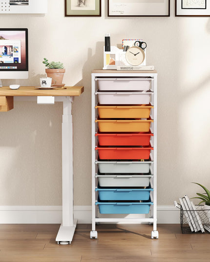 Giantex Rolling Storage Cart with 10 Drawers（33.5"H）