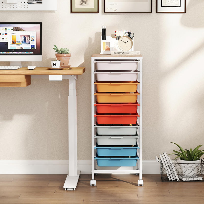 Giantex Rolling Storage Cart with 10 Drawers（33.5"H）