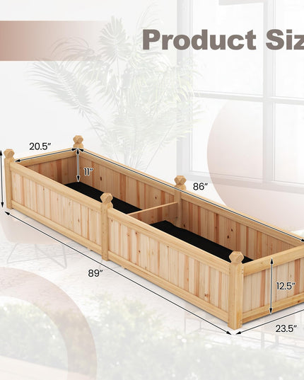 Giantex 89”x23.5”x16” Divisible Planter Box Planting Bed with Corner Drainage