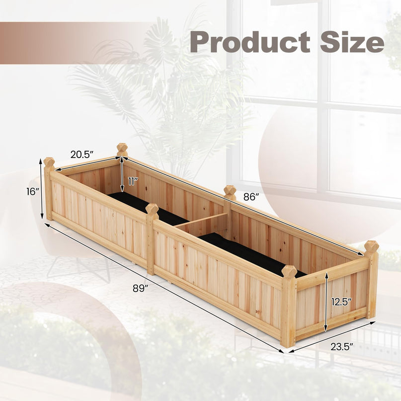 Giantex 89”x23.5”x16” Divisible Planter Box Planting Bed with Corner Drainage