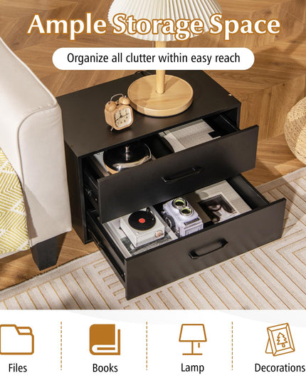 Giantex Stackable Drawers for Closet, 2-Drawer Short Dresser, Multi-Purpose Storage Cube with Anti-Scratch Pads(1/2, Black)