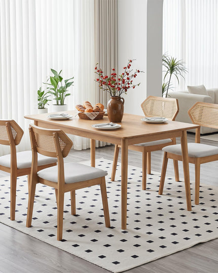 Giantex Wood Rattan Upholstered Dining Chairs Set of 2/4