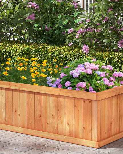 Giantex Raised Garden Bed, 31”x14”x12” Wooden Planter Box with 4 Drainage Holes