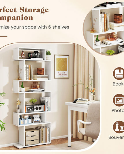 Giantex 6 Tier Geometric Bookshelf with 2 Anti Tipping Kits