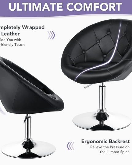 Giantex Swivel Round Tufted Vanity Chair, Set of 2 Height Adjustable