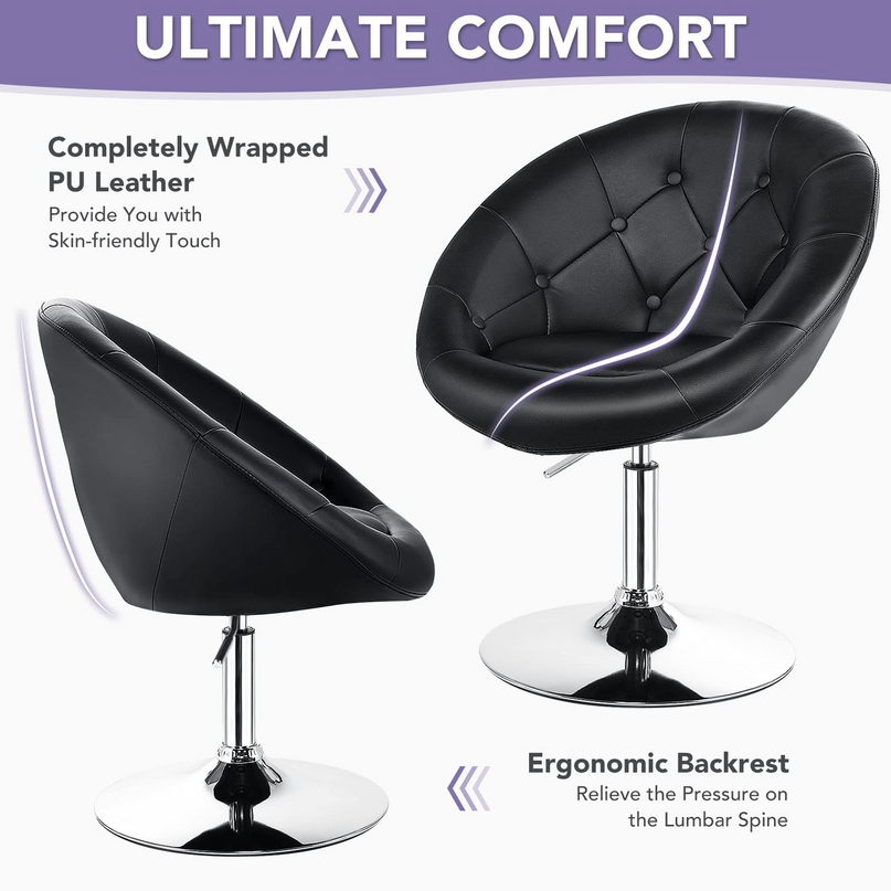 Giantex Swivel Round Tufted Vanity Chair, Set of 2 Height Adjustable