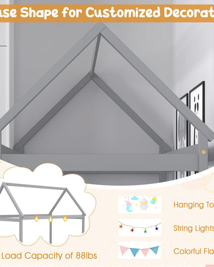 Giantex Twin House Bed, Wood Montessori Bed Frame with House Roof Canopy