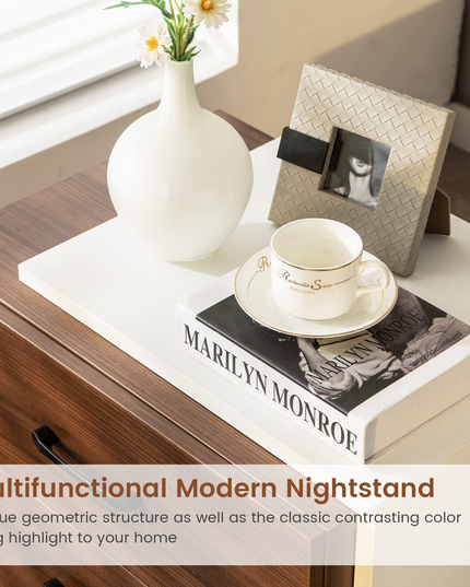 Giantex Modern Nightstand Set of 2 with 2 Drawers