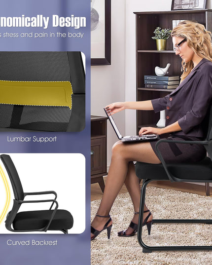 Giantex Office Guest Chair, Office Guest Conference Chair w/Lumbar Support Ergonomic Backrest