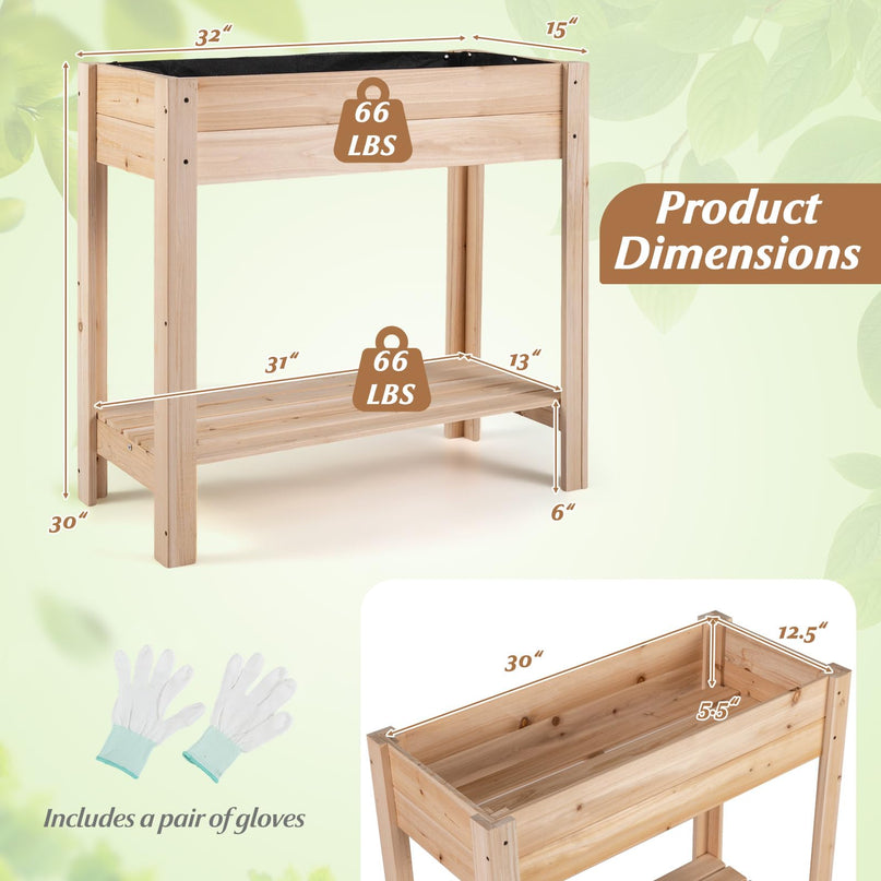 Giantex Wood Raised Garden Bed (32"x15"x30")