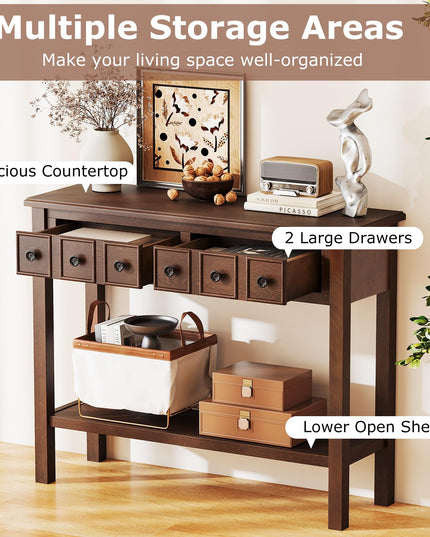 Giantex 38" Retro Entryway Table with 2 Drawers and Open Storage Shelf