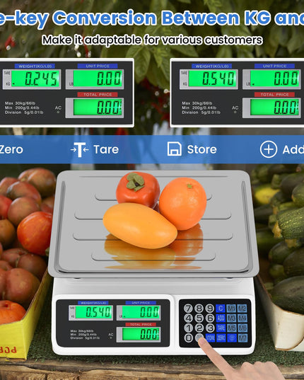 Giantex Rechargeable Commercial Price Computing Scale 66 lb/30 kg with Dual LCD Display