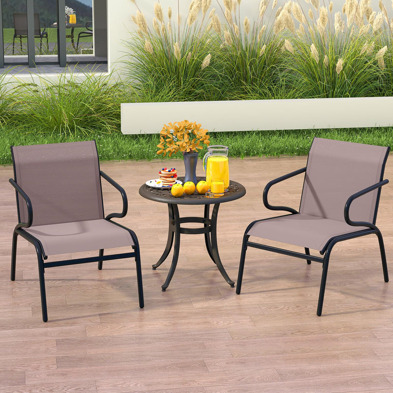 Giantex All Weather Patio Chairs with Ergonomic Backrests & Armrests