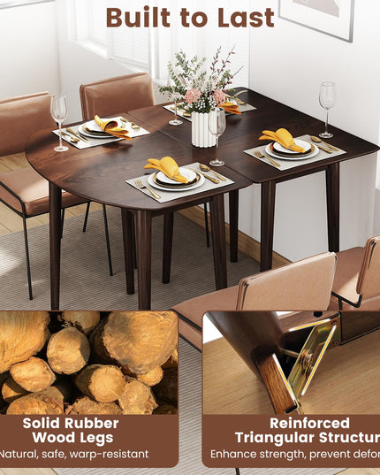 Giantex 68"Extendable Dining Table for 6-8 People, 68" Farmhouse Kitchen Table with 2 Half-Round & 1 Rectangular Table