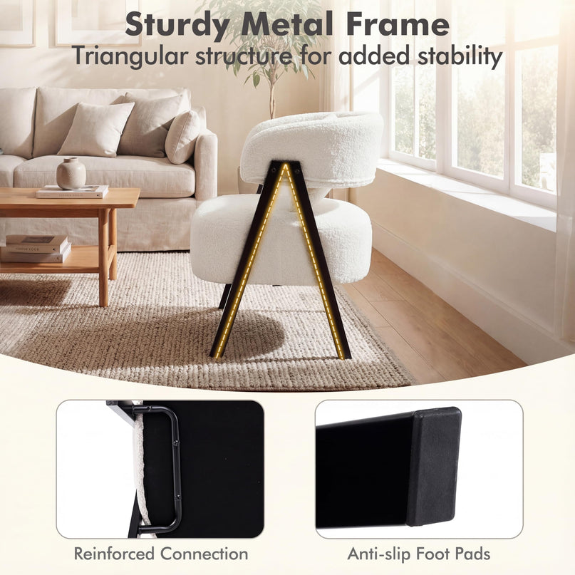 Giantex Barrel Accent Chair Faux Rabbit Fur Upholstered Armchair(1/2)