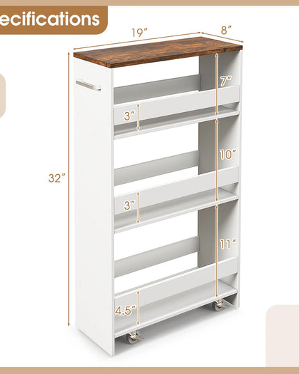 Giantex 4 Tier Rolling Slim Storage Cart