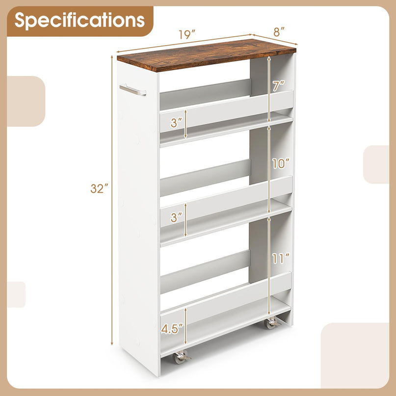 Giantex 4 Tier Rolling Slim Storage Cart