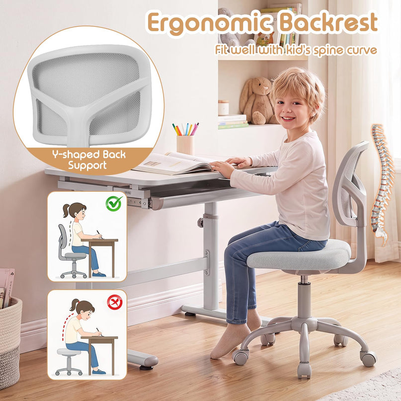 Giantex Kids Desk Chair Armless Height Adjustable