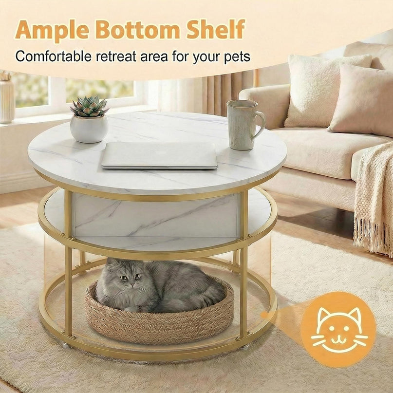 Giantex 31.5" Round Lift Top Coffee Table Farmhouse Center Table