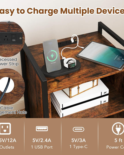 Giantex Record Player Stand with Charging Station