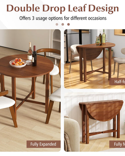 Giantex 35.5” Round Dining Table, Folding Kitchen Table for Small Spaces