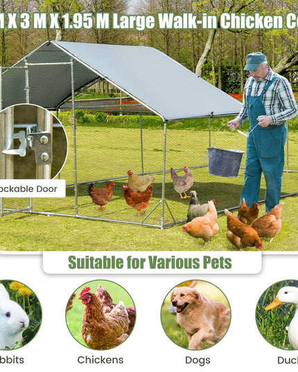 Giantex 20ft Large Metal Chicken Coop