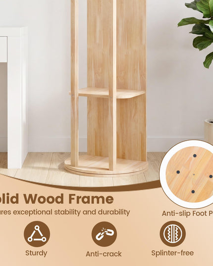 Miroir sur pied en bois Giantex 66" x 19" avec 2 tringles à vêtements