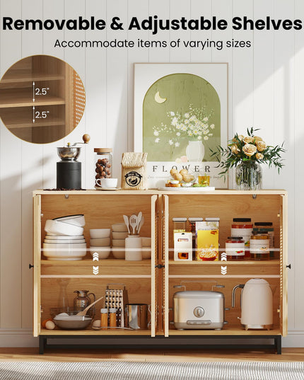 Giantex Large PE Rattan Storage Cabinet with 4 Doors and Adjustable Shelves