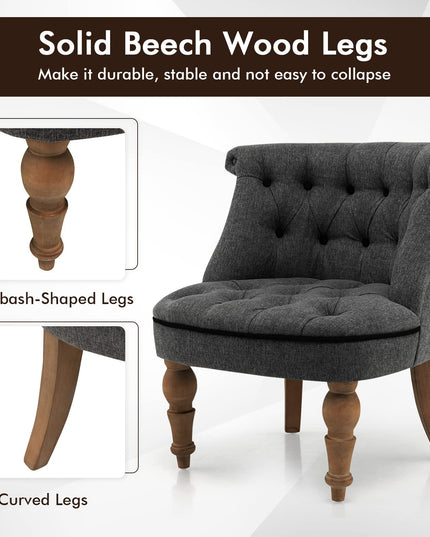 Giantex Accent Chair Set of 2, Single Sofa Chair with Tufted Backrests, Beech Wood Legs, Gray