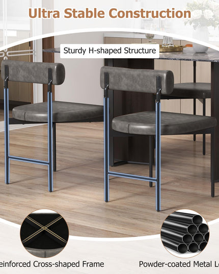 Giantex Dining Chairs, Faux Leather Upholstered Kitchen Side Chair with Padded Backrest and Cushion, Metal Legs