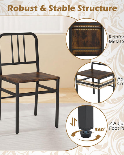 GIANTEX Metal Dining Chairs Set of 4 Industrial Kitchen Chairs