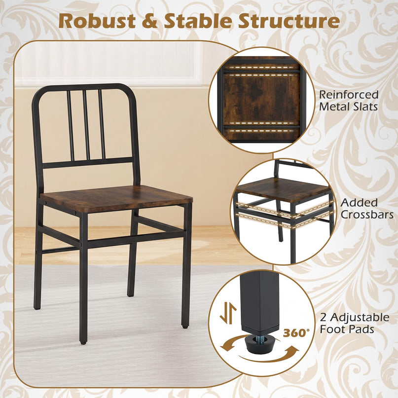 GIANTEX Metal Dining Chairs Set of 4 Industrial Kitchen Chairs