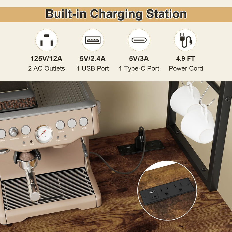 Giantex Tall Wine Bar Cabinet with LED Lights