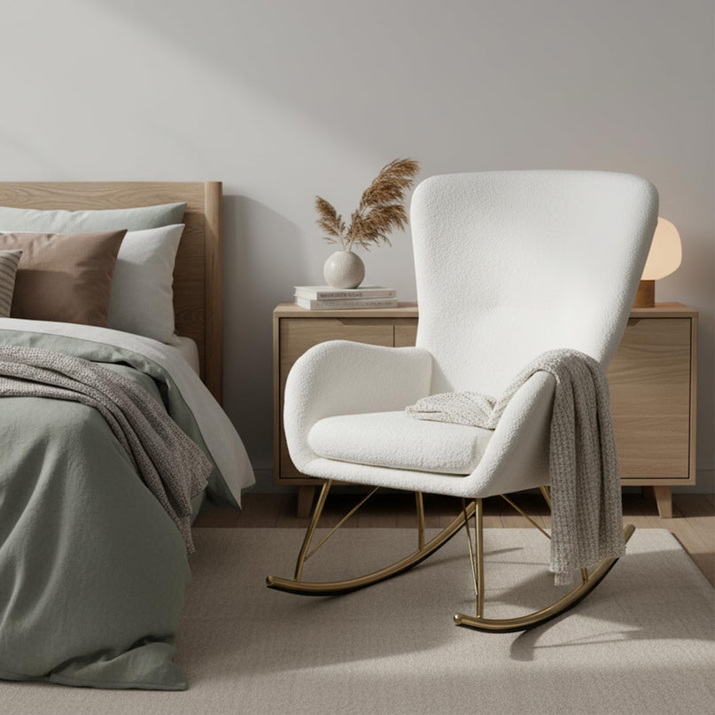 Giantex Rocking Chair Nursery Upholstered Glider Rocker