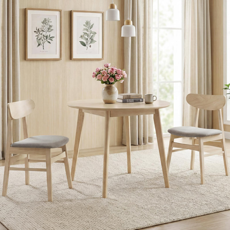 Chaises de cuisine rembourrées en bois Giantex avec pieds en bois d'hévéa (2/4)