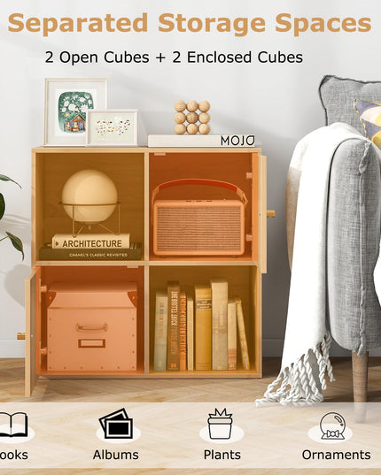 Giantex 4 Cube Bookcase, 2-Tier Freestanding Book Shelf with Open Compartments