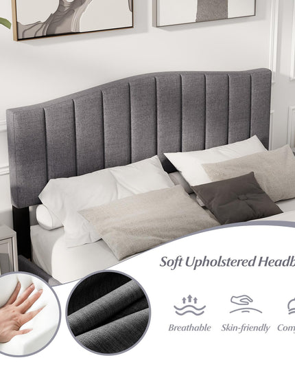 Giantex Queen Bed Frame with Adjustable Arch Tufted Headboard