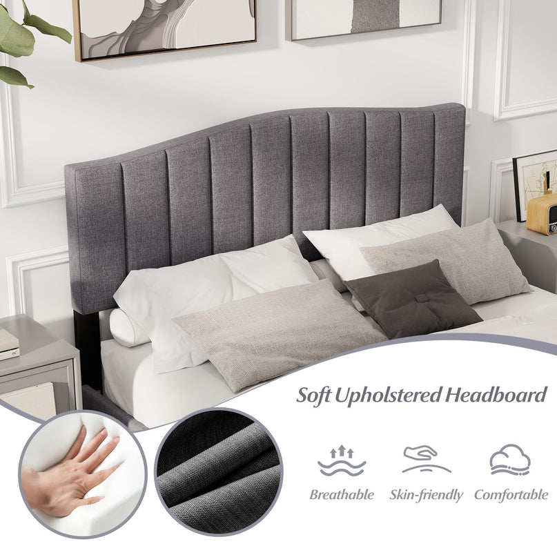 Giantex Queen Bed Frame with Adjustable Arch Tufted Headboard