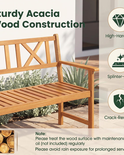 GIANTEX 2-Person Outdoor Acacia Wood Loveseat Bench