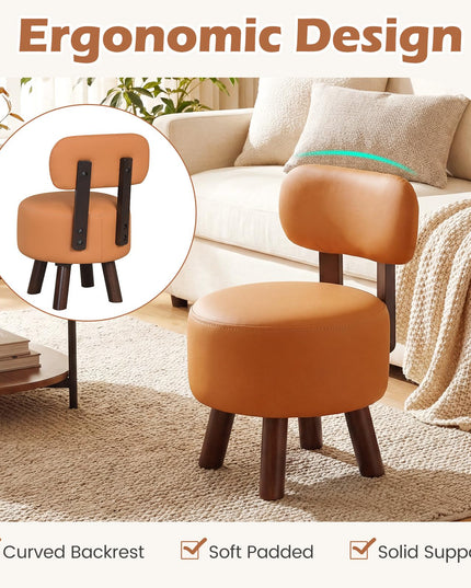 Giantex Small Footrest Stools Set of 2 Round Ottoman