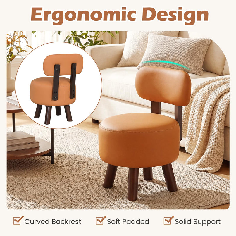 Giantex Small Footrest Stools Set of 2 Round Ottoman