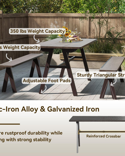 Giantex 3 Pieces Outdoor Picnic Table Set for 6 People