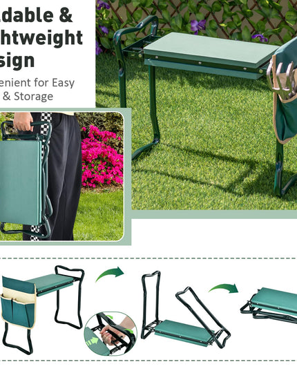 Giantex Garden Kneeler & Seat Folding Gardening Stool Holds 330 LBS