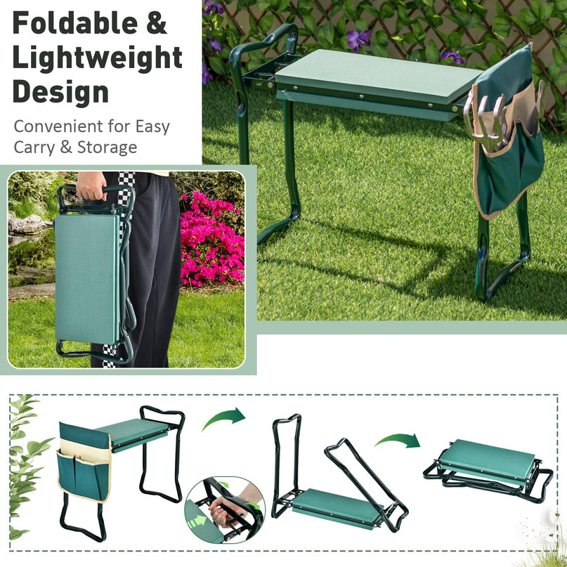 Giantex Garden Kneeler & Seat Folding Gardening Stool Holds 330 LBS